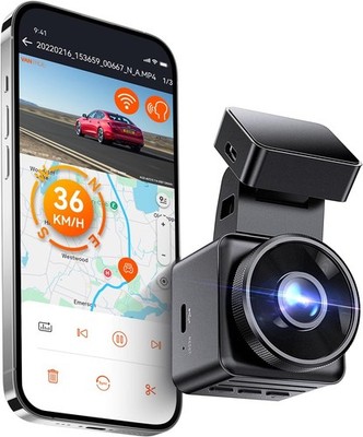 Vantrue E1 Lite 1080P WiFi Mini Dash Cam with GPS and Speed, Free App, Black 
