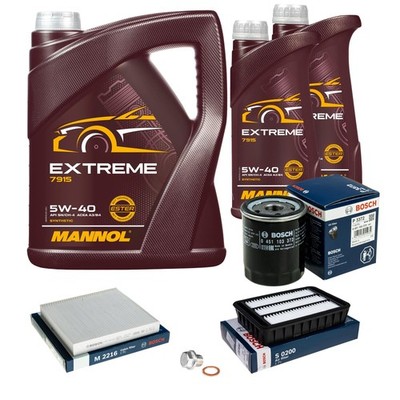 BOSCH Inspektionspaket 7 L MANNOL Extreme 5W-40 für Mitsubishi Lancer VIII
