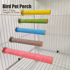 Bird Pet Perch Sand Grinding Wood Pole Caged Bird Rest Stand Radom Color One-End