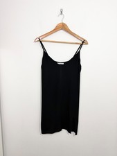Reformation Mini Slip Dress Size L Black Split Side Strappy Fitted