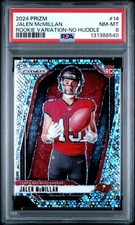 2024 PANINI PRIZM ROOKIE VARIATION NO HUDDLE PRIZM #14 JALEN MCMILLAN PSA 8