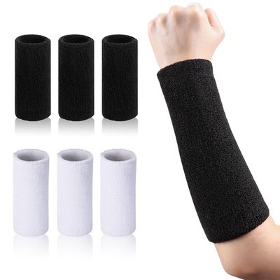 2 Pcs 9 Inch Extra Long Wristbands Sweatbands White Wrist Sweatbands Bulk Swe...