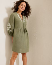 NEW | TommyBahama St. Lucia Linen-Blend Floral Embroidered Coverup Dress, Tea Le