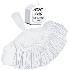 1000 Blank White Merchandise Price Tags with Strings Size 5 Retail Strung Label