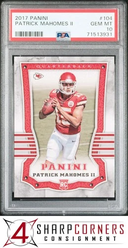 2017 PANINI #104 PATRICK MAHOMES II RC CHIEFS PSA 10