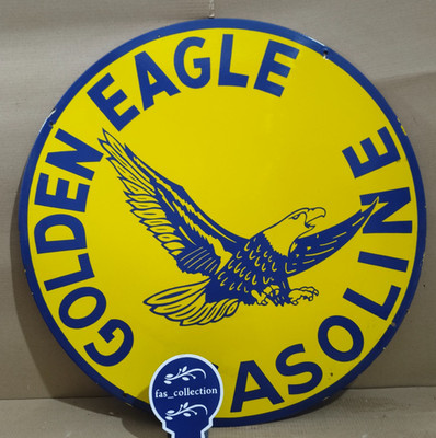 Golden Eagle Gasoline porcelain Enamel Sign  30 x 30 Inches 1 Sided