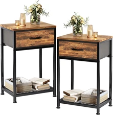 Night Stands Set of 2,End Tables with Drawer for Bedroom Bed Side Table for Home