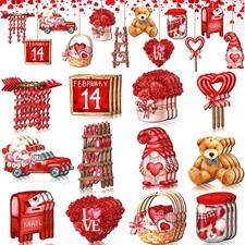 Spiareal 36 Pcs Valentine's Day Wooden Ornaments Valentine Tree Decorations...
