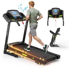 3.5HP Foldable Treadmill 8.5MPH with Incline Handrail Controls APP Pulse Monitor