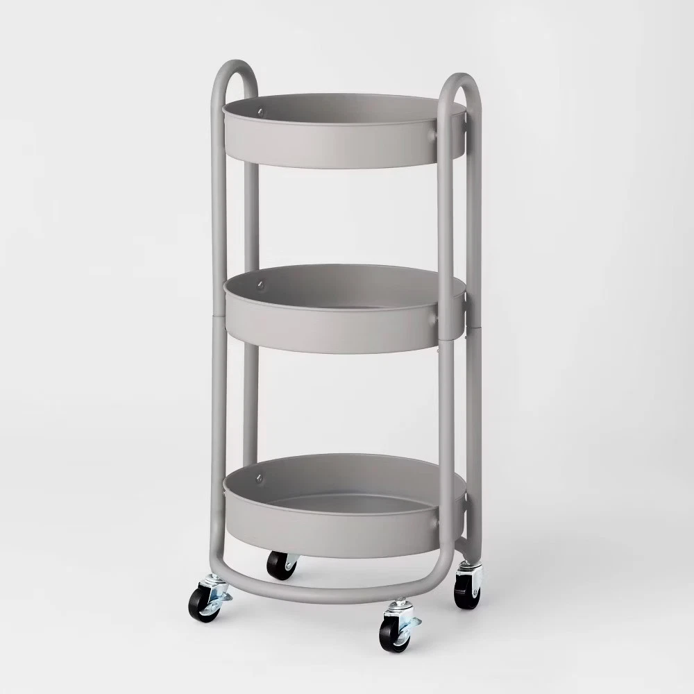 3 Tier Round Metal Utility Cart Gray - Brightroom Review