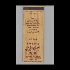 Matchbook Cover Par-A-Dise Motel Talent OR