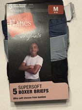 Hanes Boys  Boxer Briefs 5 Pack Tagless Ultimate Soft Size M 8-10 New
