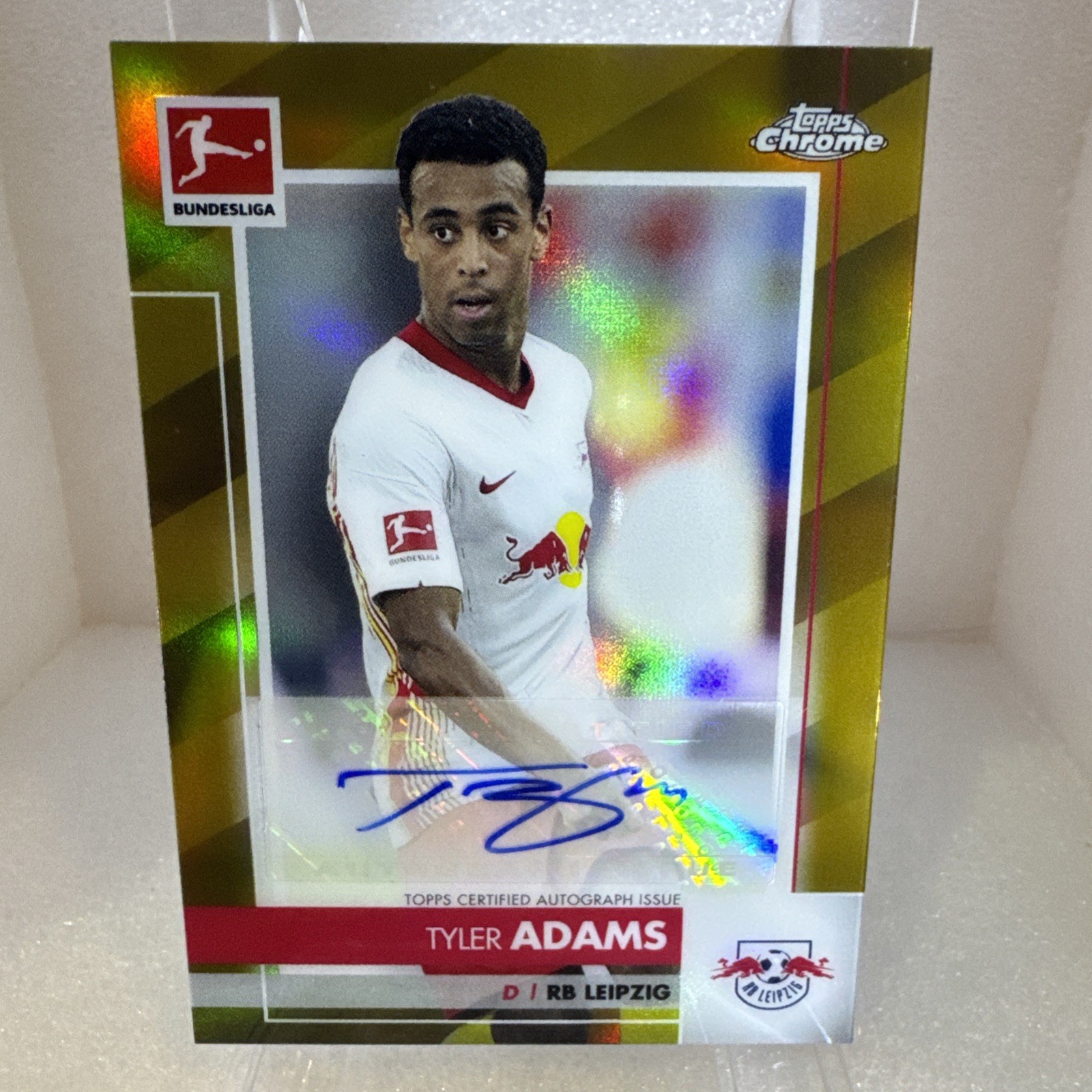 2020-21 Topps Chrome Bundesliga Chrome Autographs Tyler Adams Gold Refractor /60
