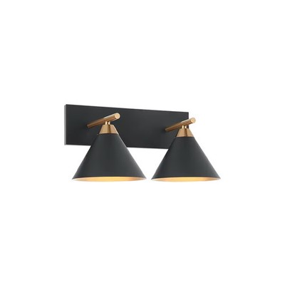 Matteo Bliss 2-Light Wall Sconce In Aged Gold Brass With Matte Black