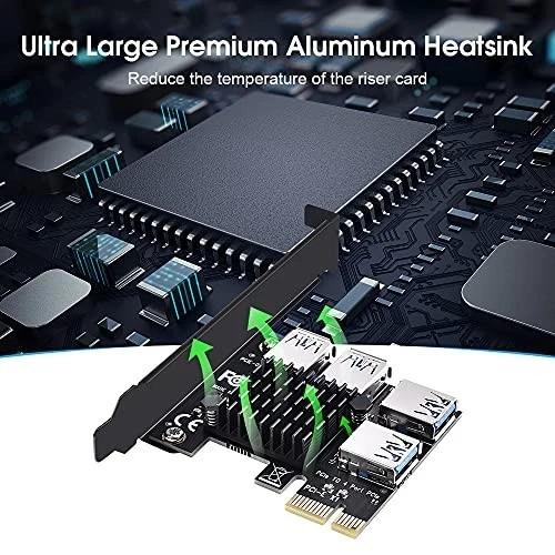 ELUTENG PCIe 1-4 USB 3.0 Riser Card – Expand PCI‑E X1 to Four USB 3.0 Slots - Image 2 of 4