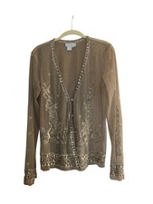 Vintage Sheer Open Front Top W Sequin