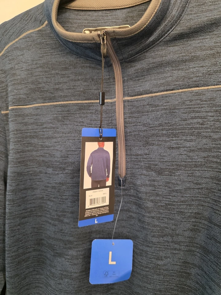 Pullover Pebble Beach Dry-Luxe Performance 1/4 Cremallera Azul L Nuevo con Etiquetas Manga Larga Golf  Foto 2 de 4