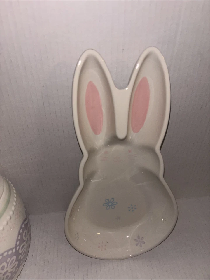 Plato/plato y tarro de galletas de gres de Pascua ONEIDA/LENOX Foto 3 de 4