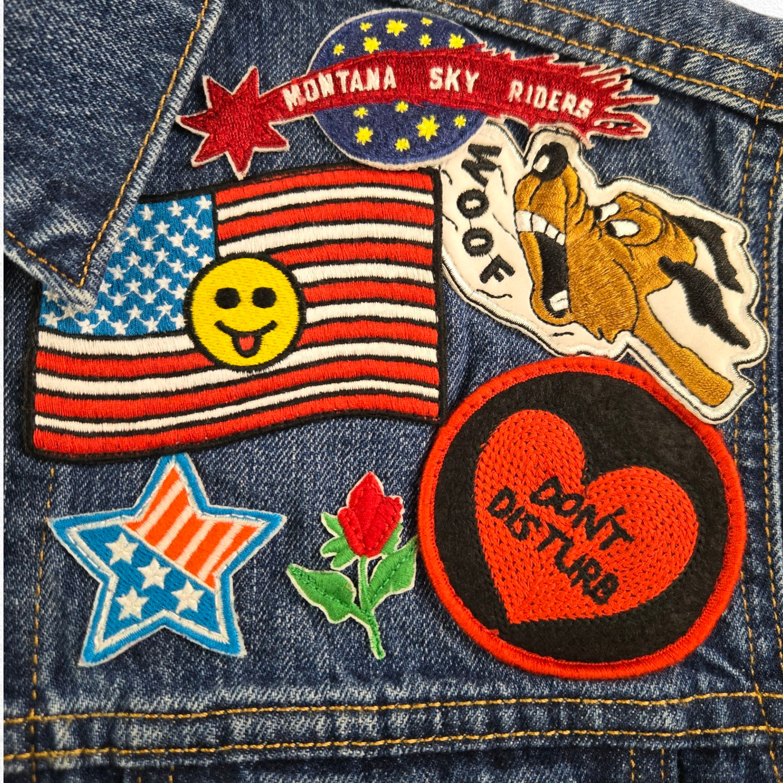 Levi’s Trucker Jean Jacket Patchwork Americana Gr… - image 6