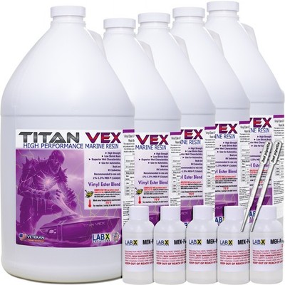 TITAN VEX -5 Gal Vinyl Ester/Polyester RESIN Blend +MEKP (Laminating fiberglass)