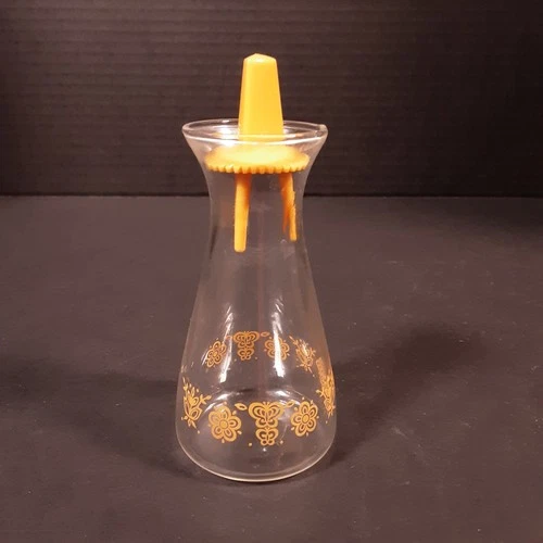 Vintage Pyrex Corning Corelle Gold Butterfly Floral Salt Shaker With Lid 1970s