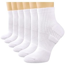 Women Ankle Socks Athletic Cushioned Running Cotton Quarter Sport 6 PCS