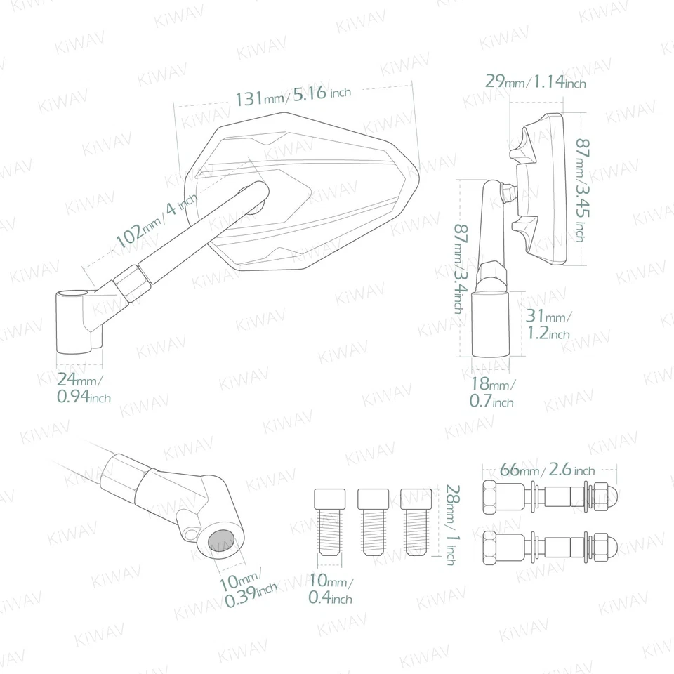 Mirrors 4RIZZ black Convex Adjustable fits Harley Dyna Softail Sporster - Imagem 2 de 4