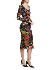 $395 New Alice + Olivia Delora Floral Long Sleeve Body-Con Dress Size 4