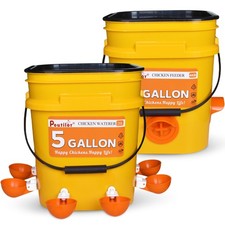 5 Gallon Automatic Chicken Feeder and Waterer Set, No Waste Poultry Feeding E...