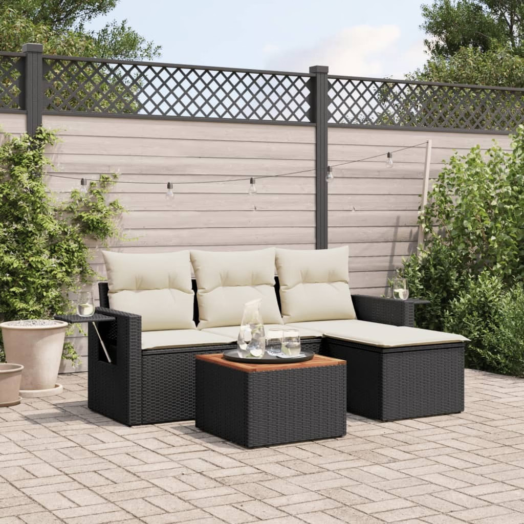 Garden Sofa Set Black, Cream White