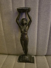 Antique Art Deco Figural Ashtray Frankart Style Dancing Nude Lady