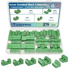 28 Sets Screw Terminal Block Connector Kit 5.08mm Pitch PCB 2-5 Pin 24-12AWG