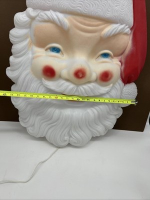 Vintage Empire Santa Face Head Lighted Hanging Blow Mold 34 Inch