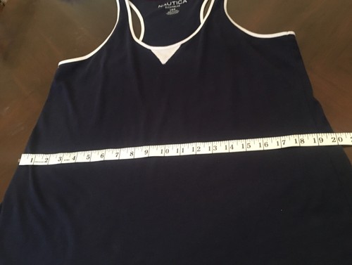 Nautica Sleepwear WN SZ LARGE SLEEPSHIRT RED White & Blue Cotton Bl Sleeveless - Picture 10 of 11