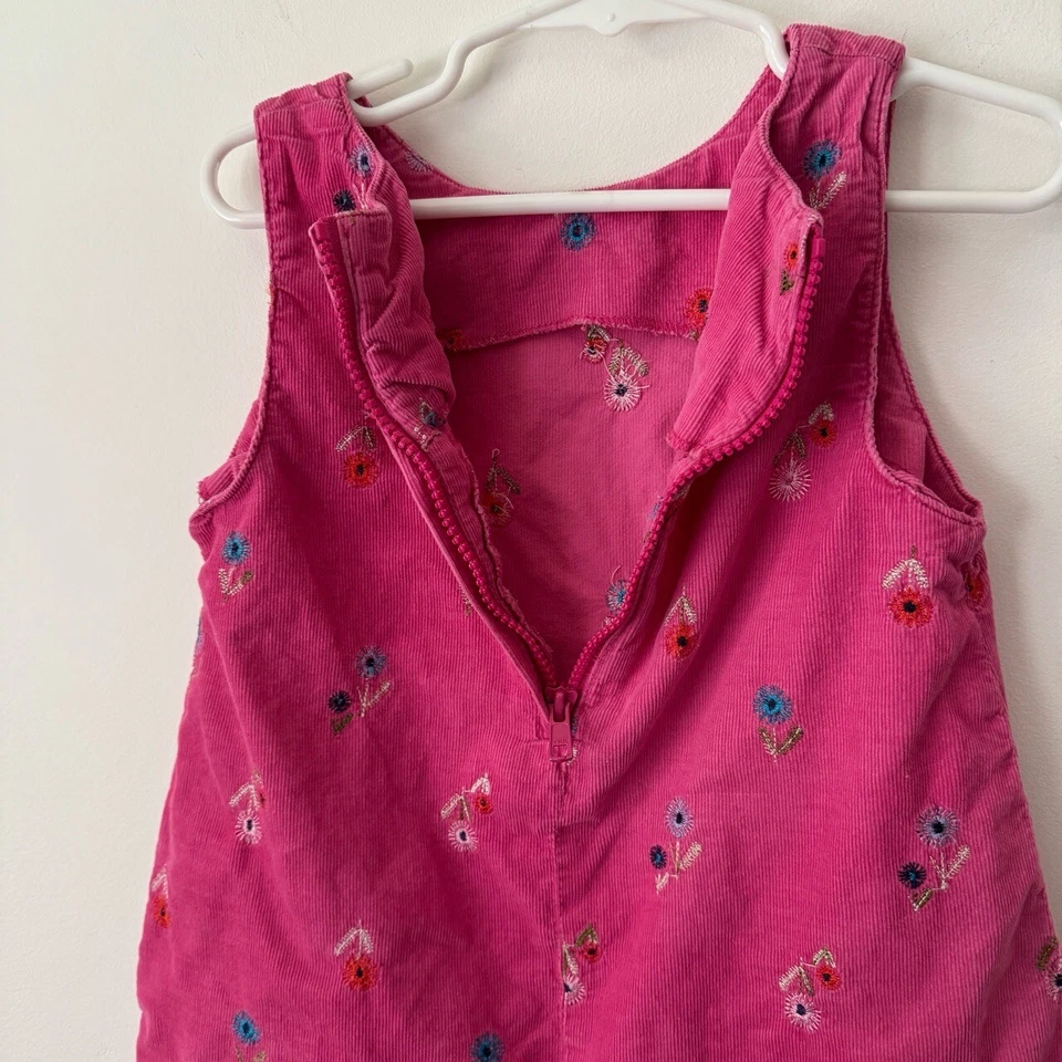 Lindo vestido boho boho floral bordado flores 3T de pana rosa Y2K para niños pequeños Foto 3 de 4