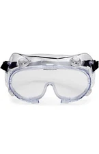 Safety Goggles, Clear, Anti-Fog, Indirect Vents, Black Elastic Strap (12 Pack)