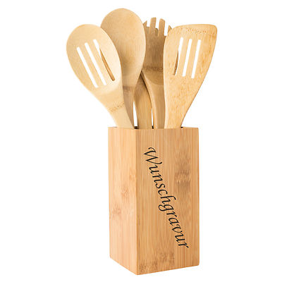 Kchenutensilien Set Bambus 5-teilig je 30cm inkl.Wunschgravur Gravur  graviert | eBay.de