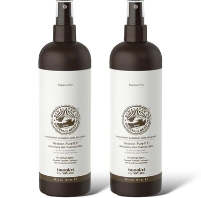 2 PACK Tweak'd Restore Pure F.F. Fragrance Free Hair Treatment Mist Hair 16 oz