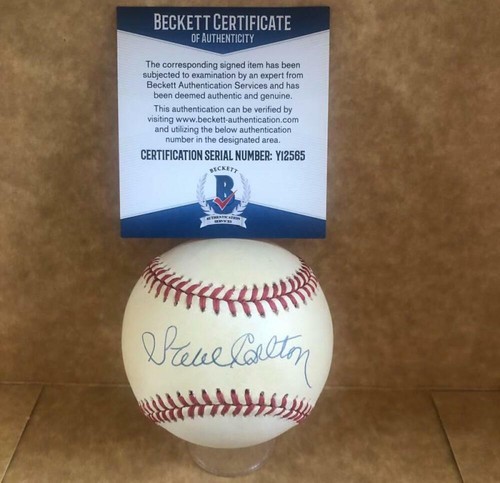 STEVE CARLTON PHILADELPHIA PHILLIES VINTAGE SIGNED N.L. BASEBALL BECKETT Y12565