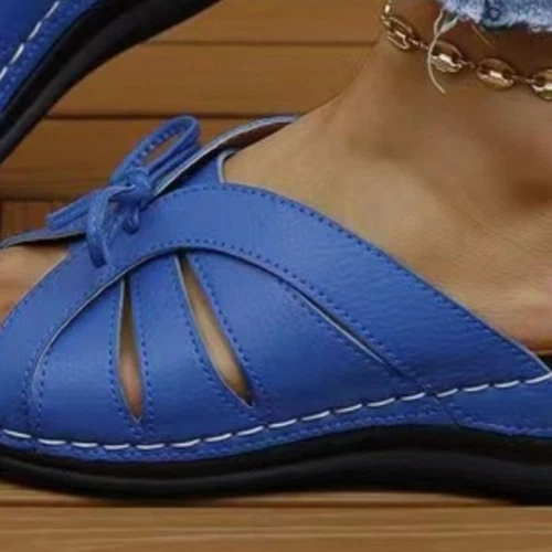 Womens Slip On Slippers Open Toe Strappy Low Heel Sandals - Picture 12 of 25