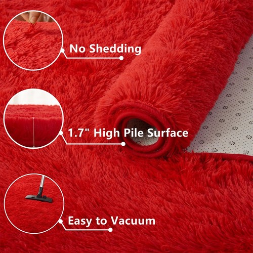 AMTOVO Area Rugs for Living Room, Fluffy Red 8x10 Clearance Bedroom Rug, Larg... - Picture 3 of 7