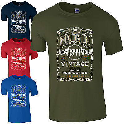 Made in 1944 T-Shirt Born 75th Year Birthday Age Present Vintage Funny Mens Gift