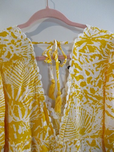 Blue Island Womens Sz M V-Neck Yellow Floral Swim Cover Up Beach Dress Summer - Picture 5 of 8