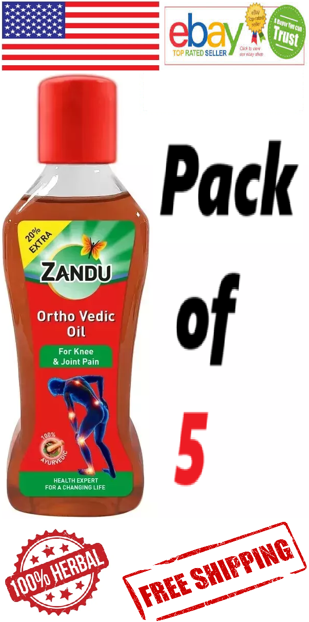 5x Zandu Ortho Vedic Knee & Joint Pain Oil (120ml Each) 100% Ayurvedic Oil
