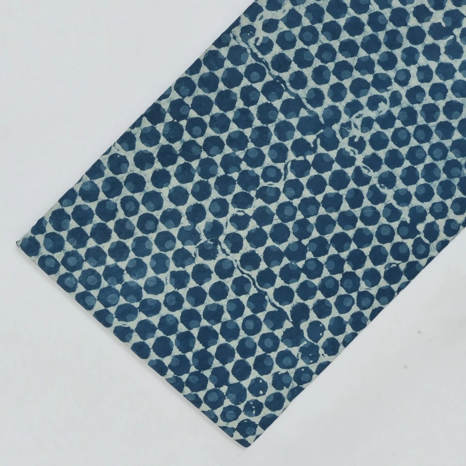 Tissu indien à pois de 5 mètres tissu indigo pur coton tissu artisanal pour l... - Photo 4/4