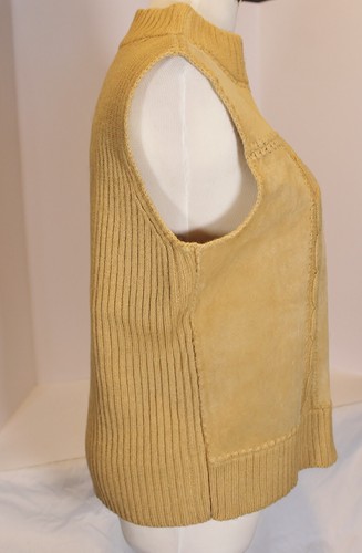 Designers Studio Originals Camel Color Suede & Knit Vest Womans Front Zip Size S - Picture 5 of 11