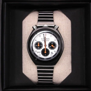 Citizen AN3660-81A Bullhead White Dial Record Label Tsuno Chrono Watch Panda