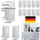 6-30X Klebehaken Selbstklebend Haken Edelstahl Bad Küche Kleiderhaken Wandhaken