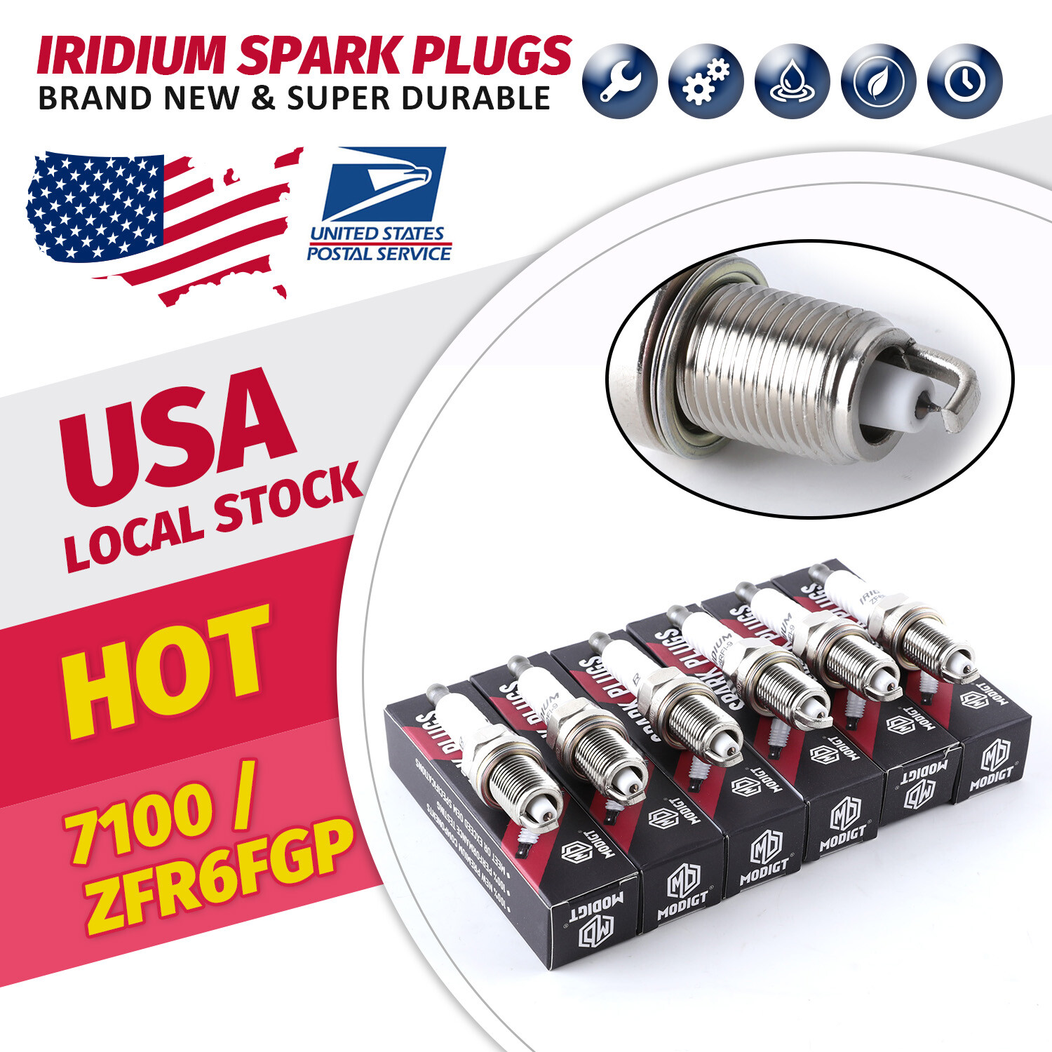 Spark Plug Fit NGK 7100 ZFR6FGP For Honda Prelude Jeep Liberty Mazda OEM Quality