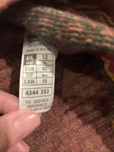 M&S 12 Tank Vest Top Fell Colors Flowers Embroidery 100% Lambswool - Picture 4 of 7